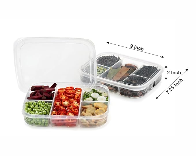 5 Section Transparent Fridge Container with Lid