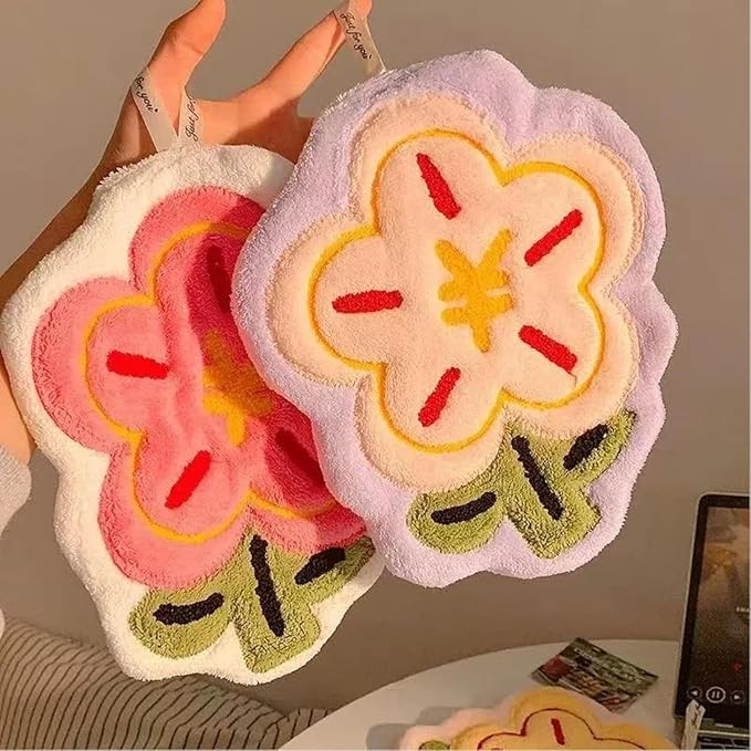 Cute Hanging Flower Design Hand Towels