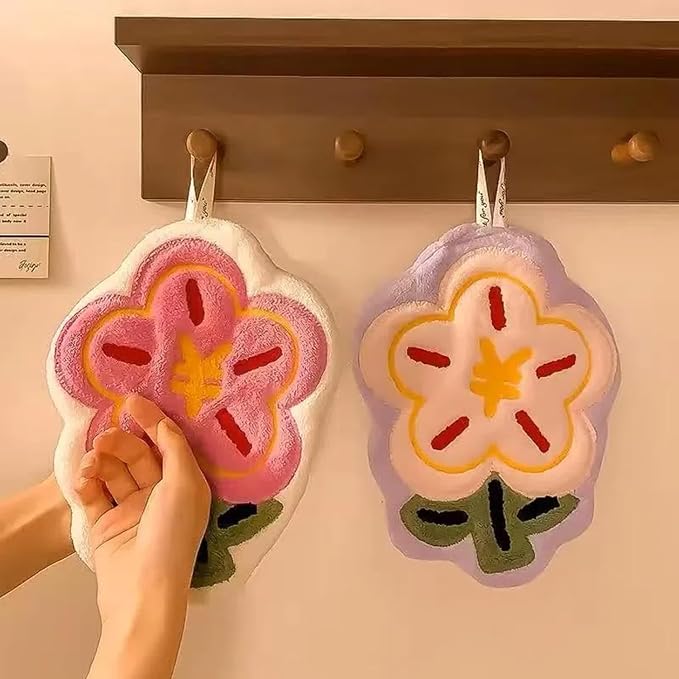Cute Hanging Flower Design Hand Towels