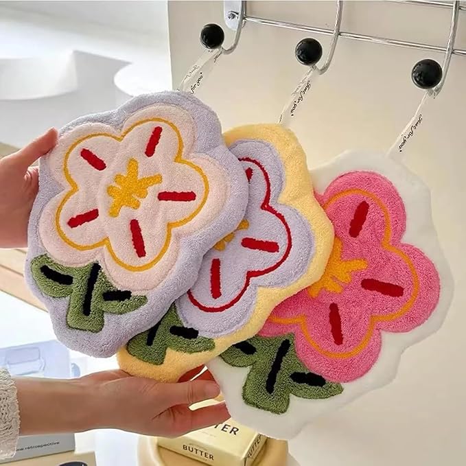 Cute Hanging Flower Design Hand Towels