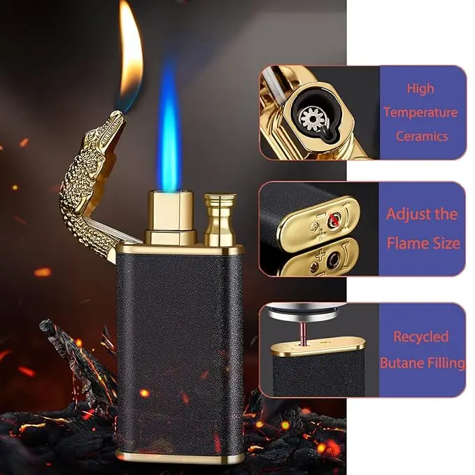 Windproof Dual Flame Butane Metal Lighter