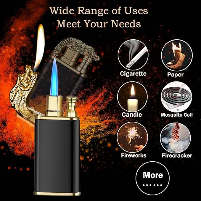 Windproof Dual Flame Butane Metal Lighter
