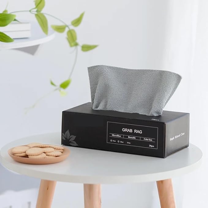 Disposable Microfiber Cleaning Towels in Tissue Box Dispenser