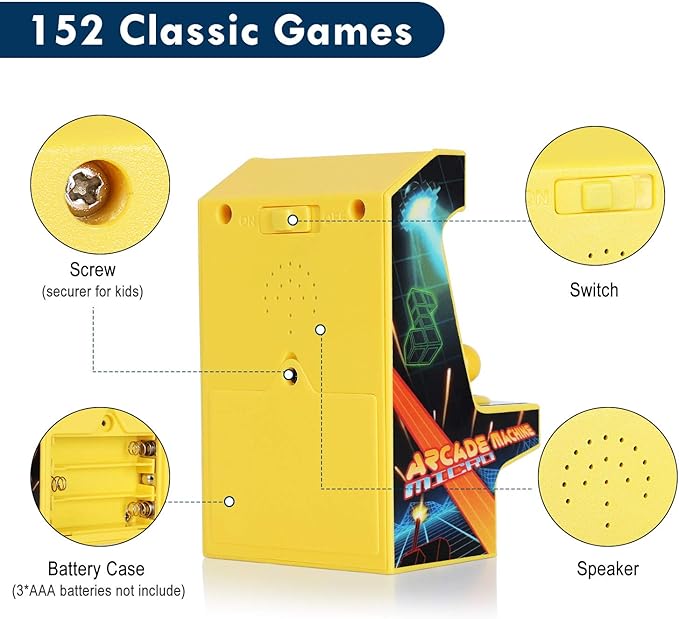 Super Mini (2.3×3.7×2.2in) Retro Arcade Game Arcade Game Machine