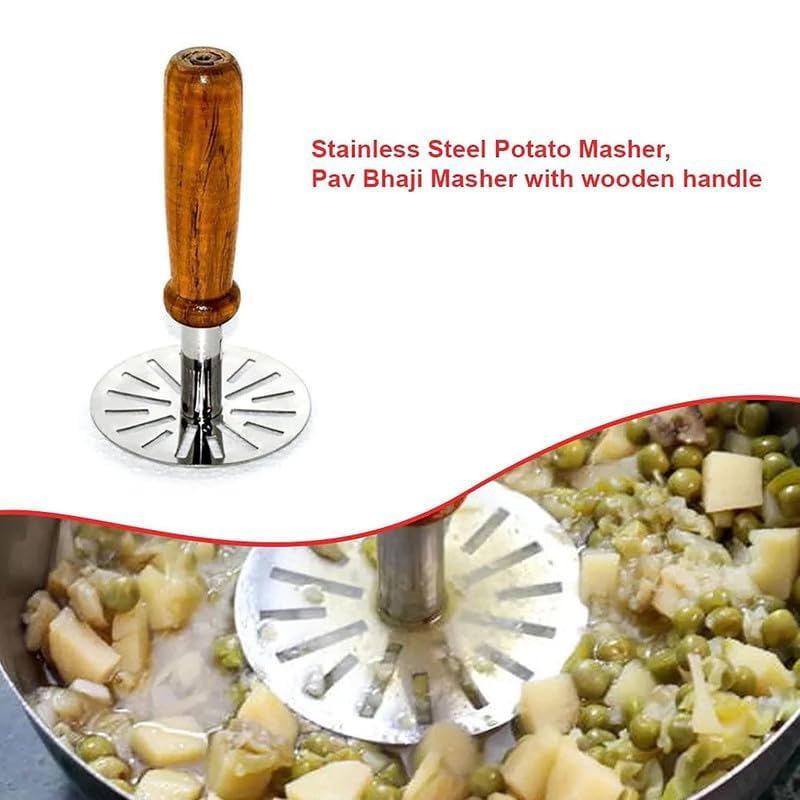 Vegetable - Potato - Pav Bhaji Masher with Wooden Handle