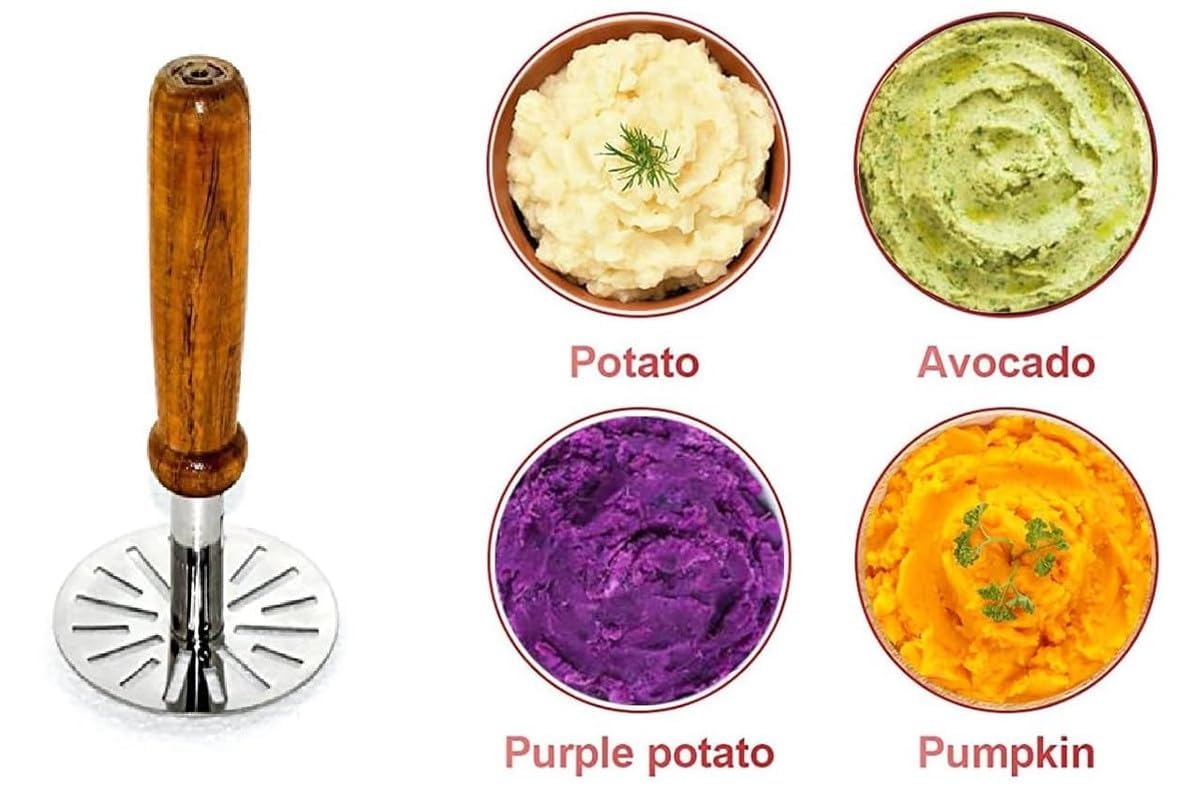 Vegetable - Potato - Pav Bhaji Masher with Wooden Handle