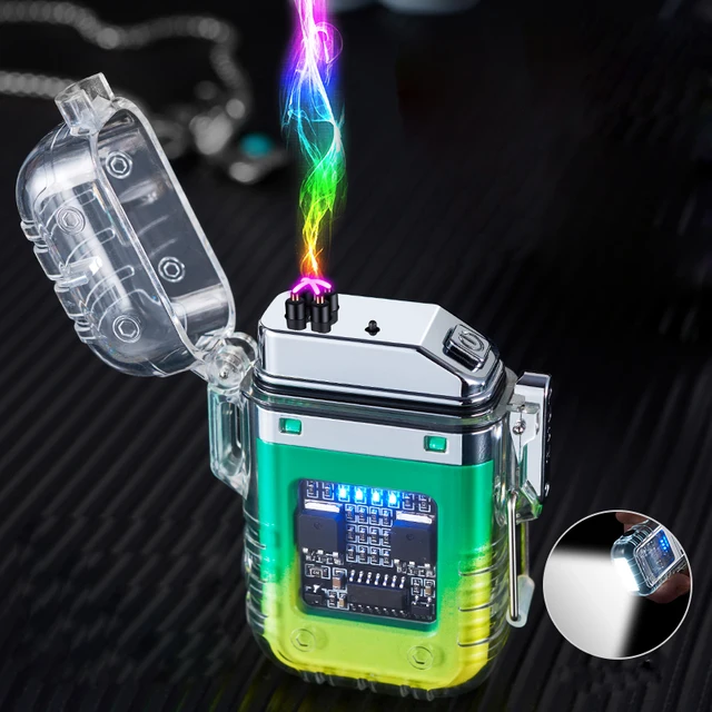 Transparent Windproof Rechargeable Lighter with LED Light