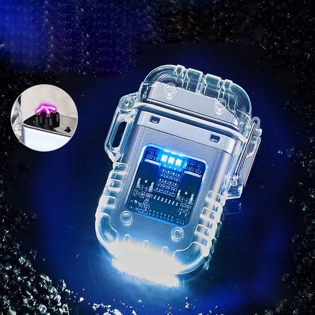 Transparent Windproof Rechargeable Lighter with LED Light