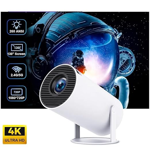 Portable Mini Projector, 4K 1080P Full HD