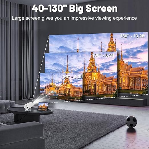 Portable Mini Projector, 4K 1080P Full HD