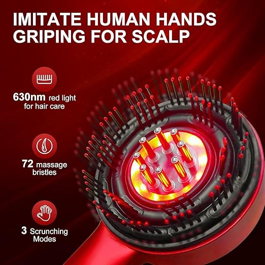 Electric Scalp Massager & Hair Oil Applicator – Red Light Therapy for Hair Growth, Vibrating Head Massager with 6ml Liquid Tank, Waterproof Scalp Treatment Tool for Stress Relief & Thinning Hair