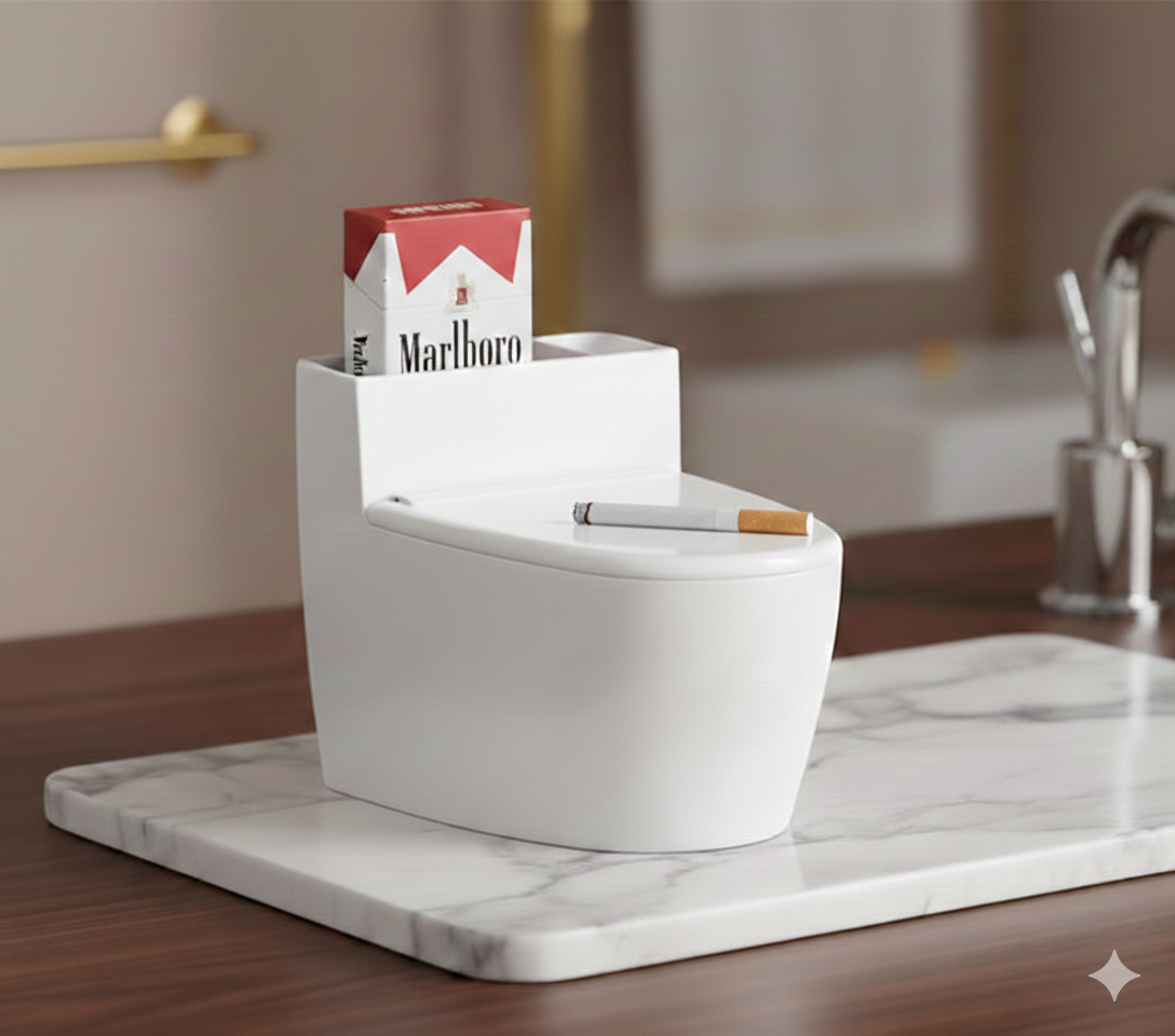 Toilet Shaped Ashtray with Lid