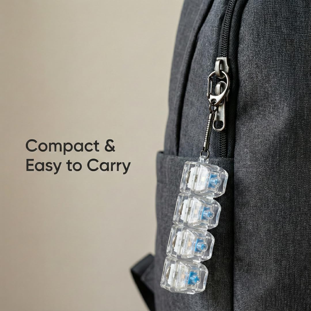 4-Key Mechanical Keyboard Keychain – Clear Acrylic Fidget Toy with Clicky Blue Switches