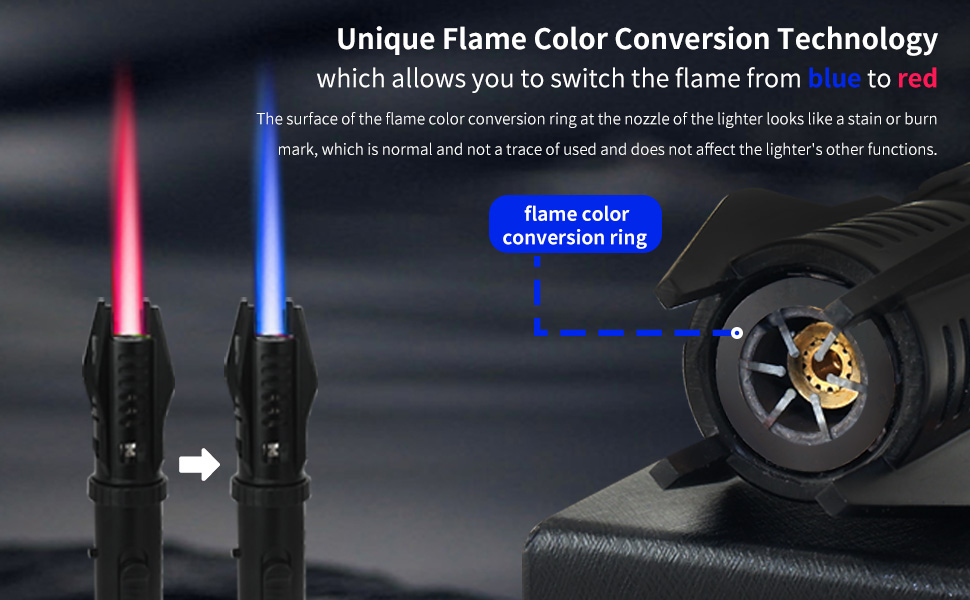 Torch flam Lighter Refillable Butane Gas Windproof Jet Flame Lighters, for Candles Campfires BBQ Baking, Camping, Pack of 1.