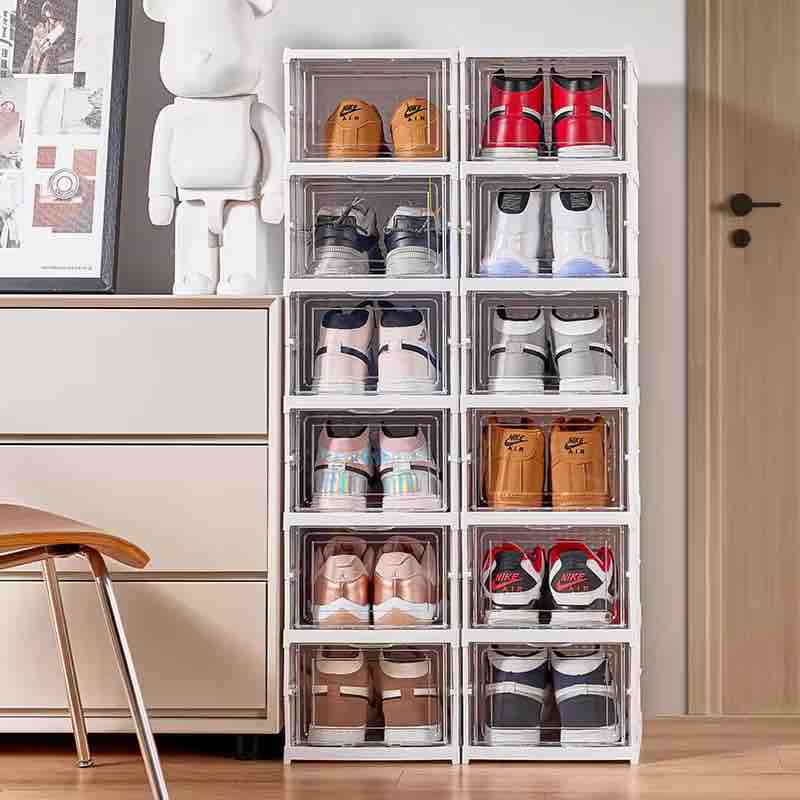 Premium Clear Stackable Shoe Storage Boxes - 6 Layer