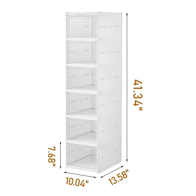 Premium Clear Stackable Shoe Storage Boxes - 6 Layer