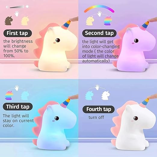 Unicorn Silicone Night Lamp LED Light for Kids Bedroom, Romantic Décor, Valentine Day Gift, Love Gift for Her, Couple Gift