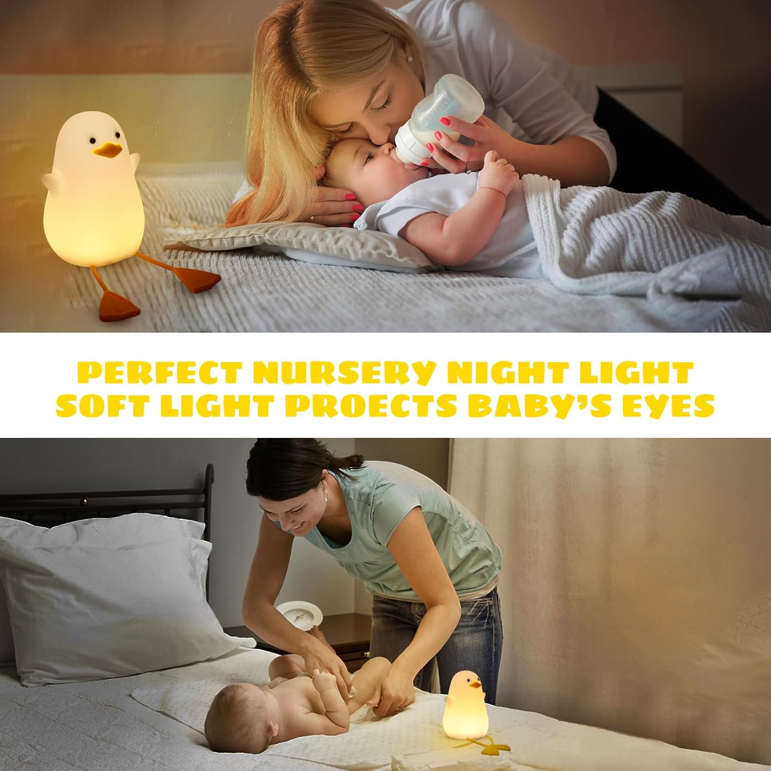 Cute Duck LED Night Lamp | Soft Warm Light, Rechargeable Bedside Lamp for Kids, Nursery & Home Décor