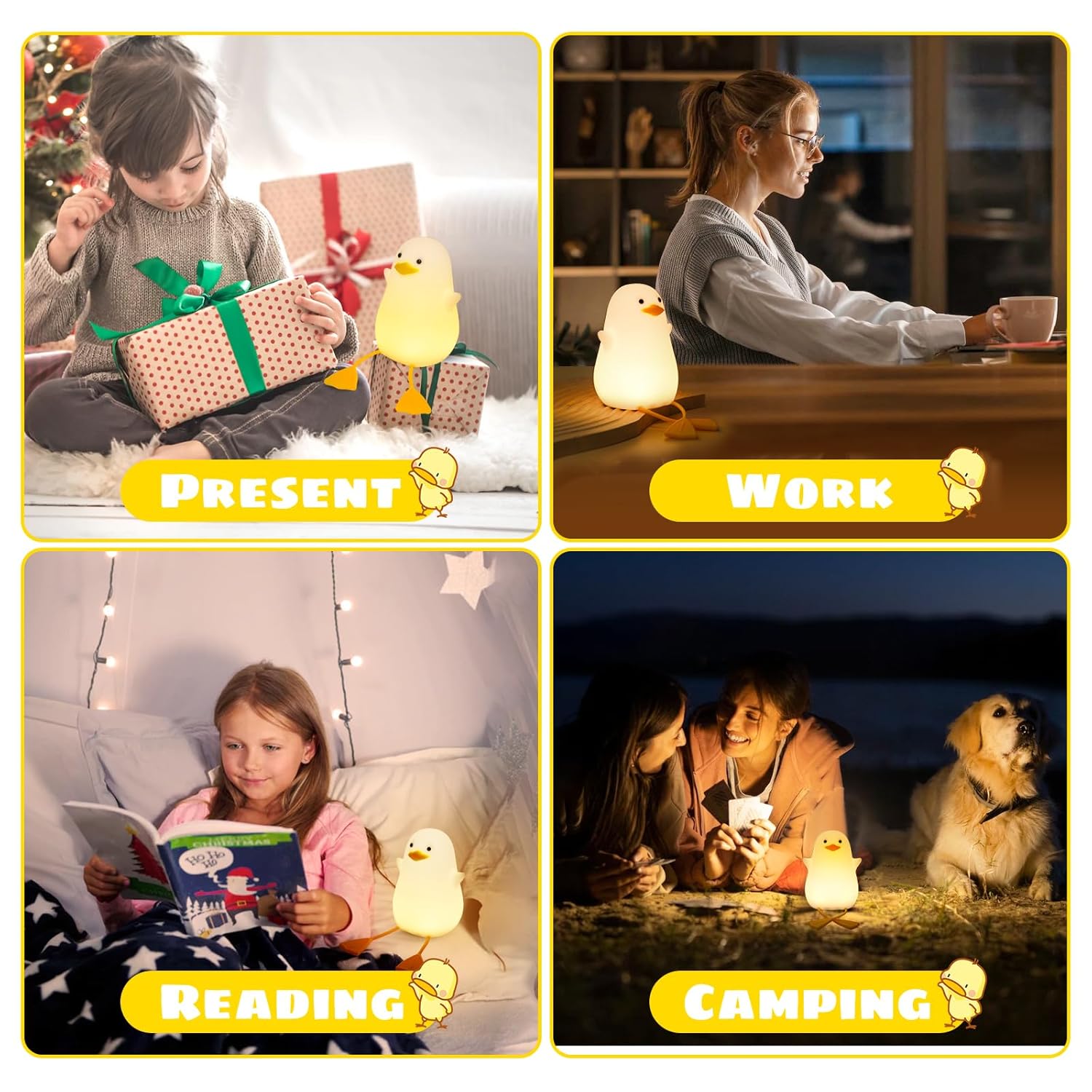 Cute Duck LED Night Lamp | Soft Warm Light, Rechargeable Bedside Lamp for Kids, Nursery & Home Décor