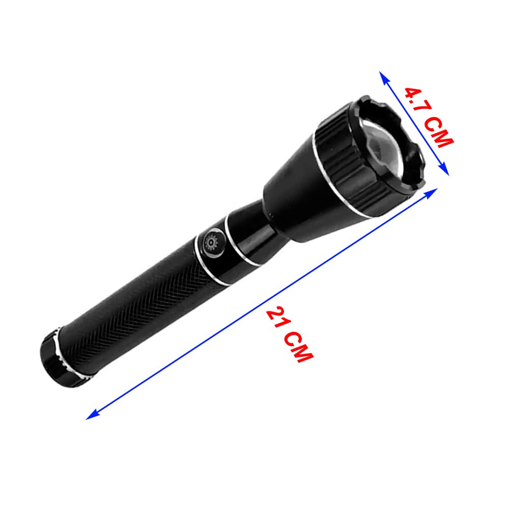 High Power Rechargeable LED Torch Light | Metal Body, Long Beam Flashlight for Home, Outdoor & Emergency Use