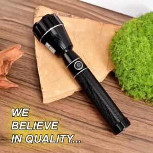High Power Rechargeable LED Torch Light | Metal Body, Long Beam Flashlight for Home, Outdoor & Emergency Use