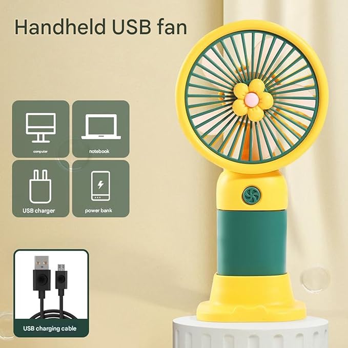 Cute Portable Mini Fan - USB Rechargeable, Multicolour