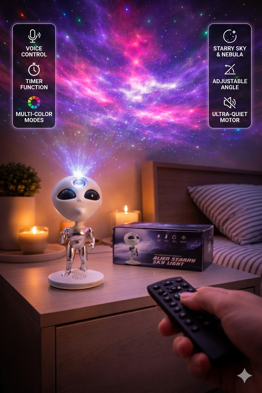 Alien Starry Sky Projector – Remote Control Galactic Nebula & Star Night Light