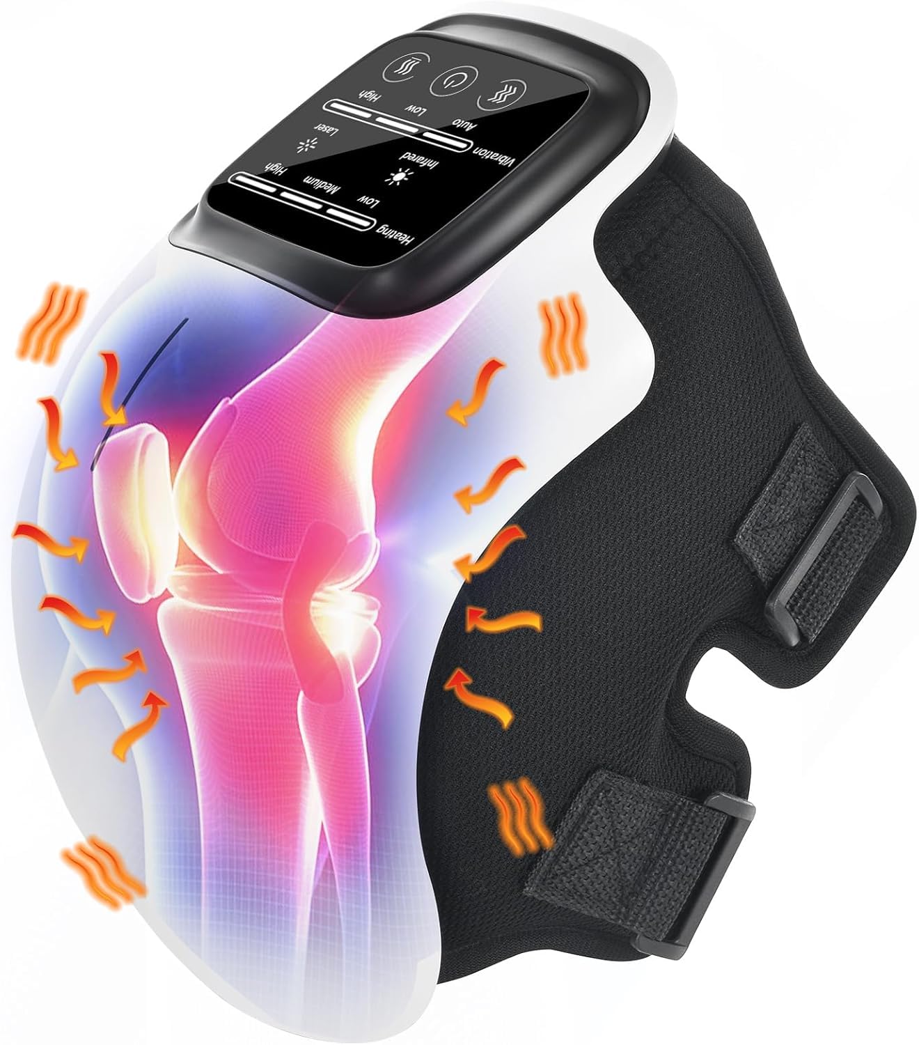 3-in-1 Cordless Knee Massager with Heat, Vibration & Infrared Laser Therapy – Adjustable Joint Relief Wrap