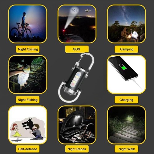 Mini Keychain LED Light – 1200 Lumens USB Rechargeable Torch