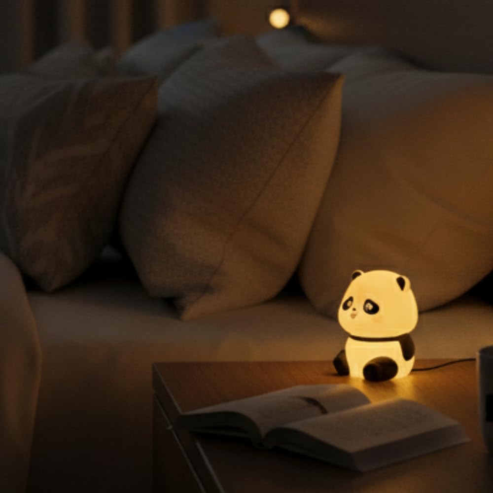 Mini Panda LED Night Light – Squishy Silicone Nursery Lamp & Cute Rechargeable Bedside Decor