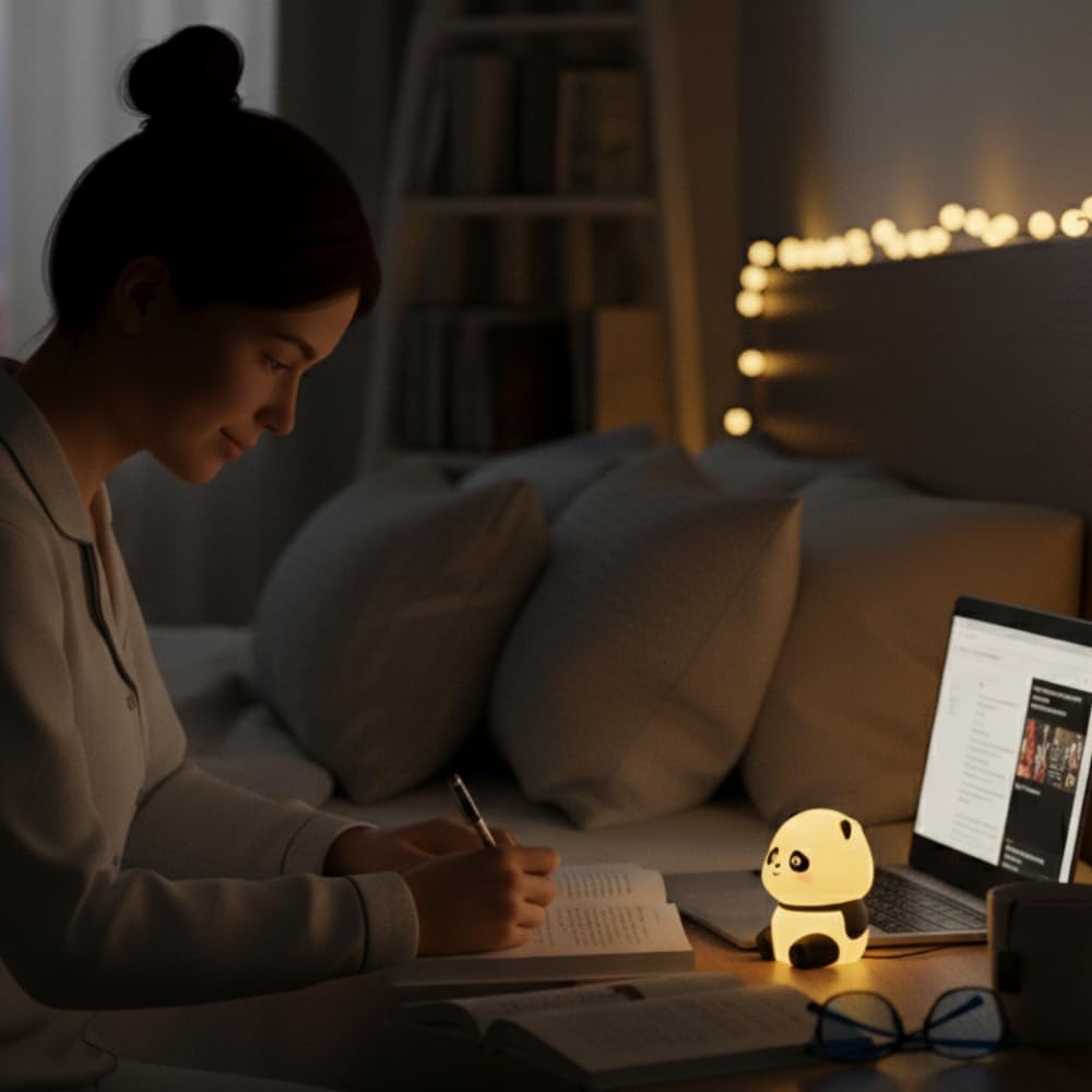 Mini Panda LED Night Light – Squishy Silicone Nursery Lamp & Cute Rechargeable Bedside Decor