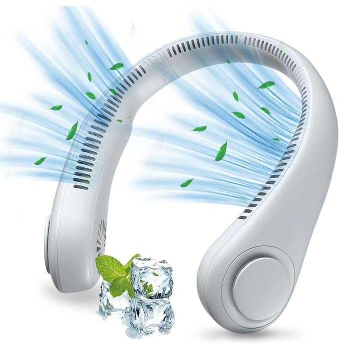 Portable Bladeless Neck Fan - 360° Cooling, USB Rechargeable, Hands-Free Wearable Fan (Multicolour Options)