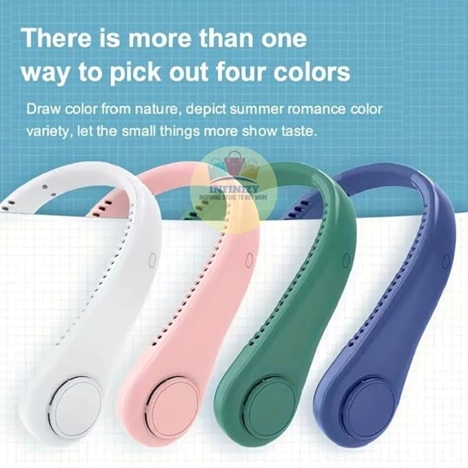 Portable Bladeless Neck Fan - 360° Cooling, USB Rechargeable, Hands-Free Wearable Fan (Multicolour Options)