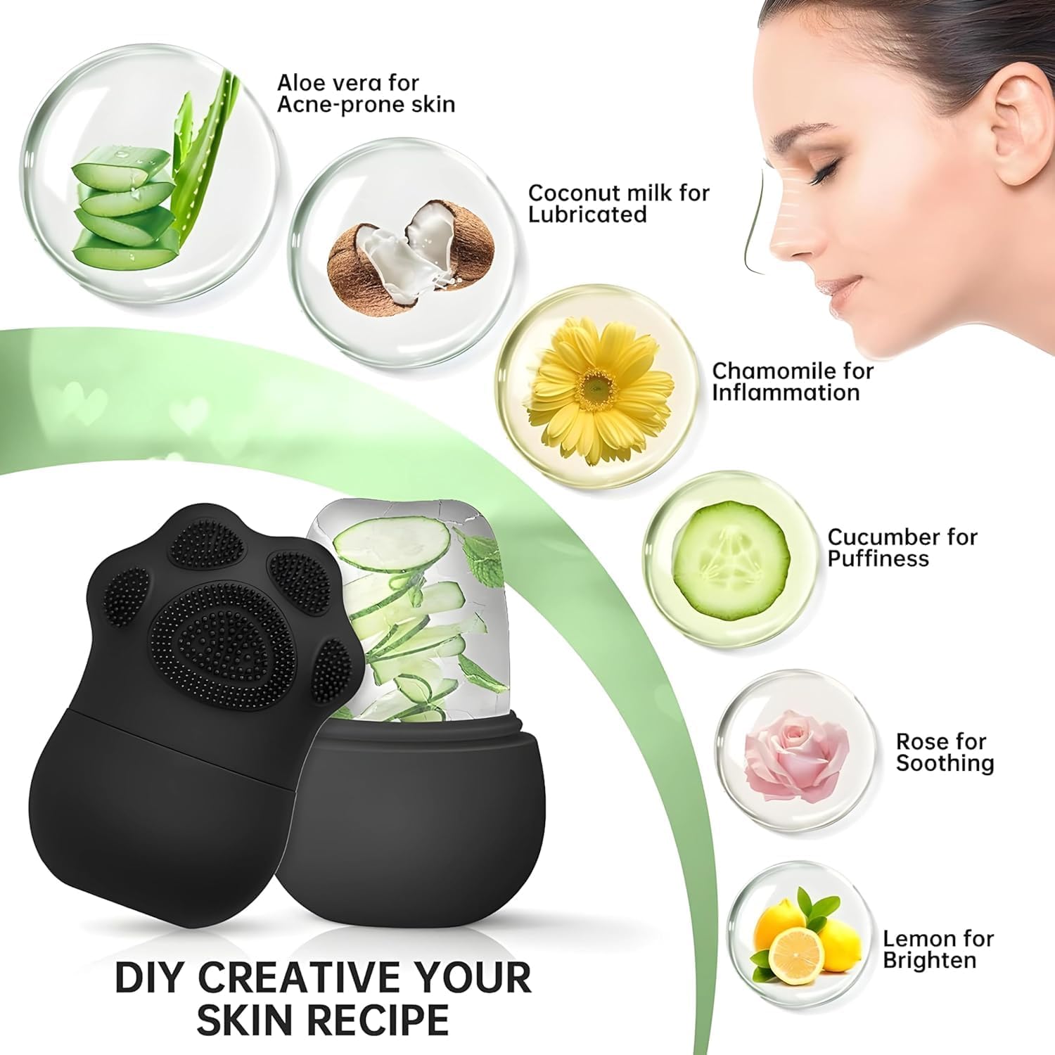 2-in-1 Ultimate Spa Set: Silicone Ice Facial Roller with Collapsible Ice face/foot Soak Bowl for Deep Relaxation, Muscle Recovery, and Skincare