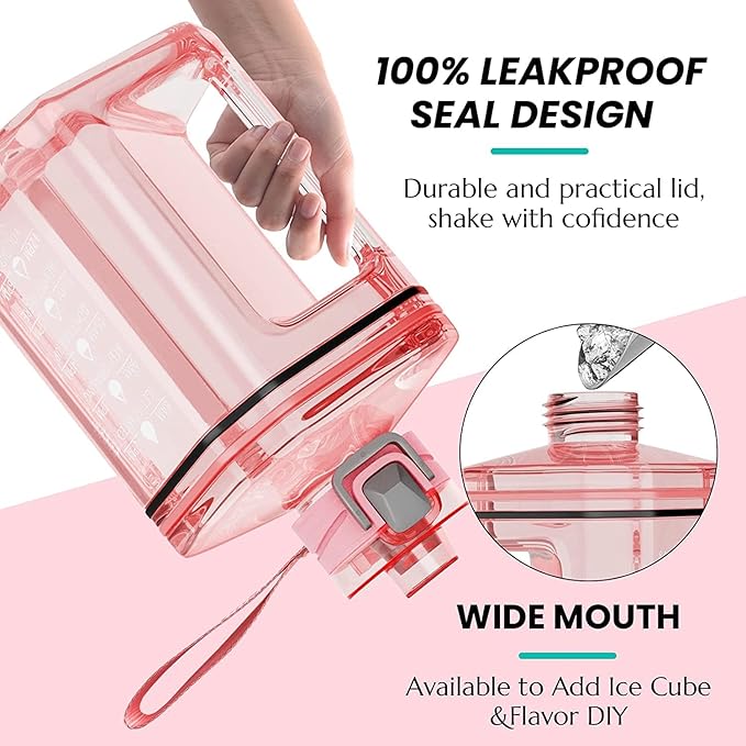 2.2 Litres Large Water Bottle, Leak Proof, BPA Free, Plastic with Carry Loop,