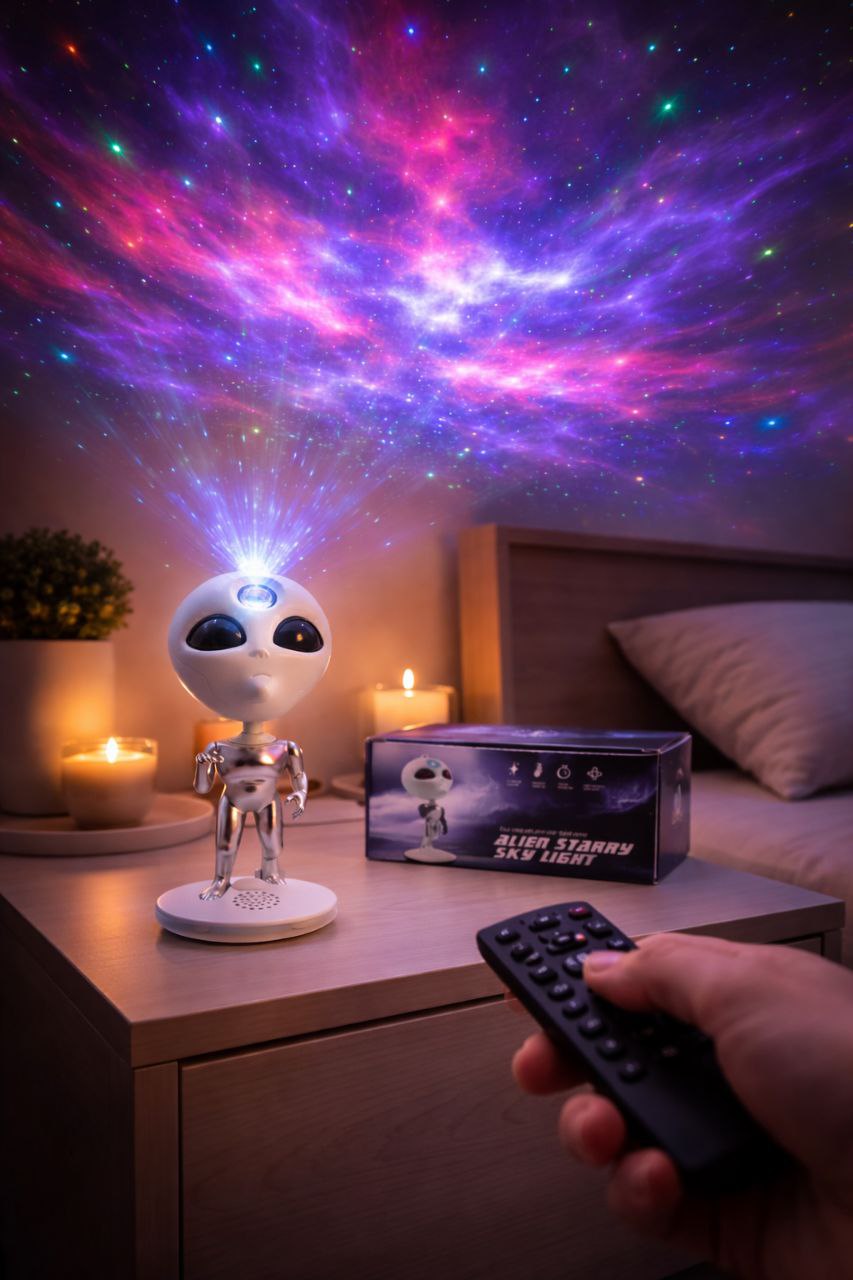 Alien Starry Sky Projector – Remote Control Galactic Nebula & Star Night Light