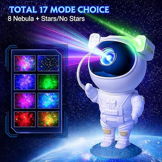 Astronaut Galaxy Star Projector: 360° Rotating Nebula Night Light with Remote Control