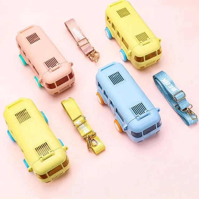 Bus-Shaped Children's Water Bottle with Carrying Strap