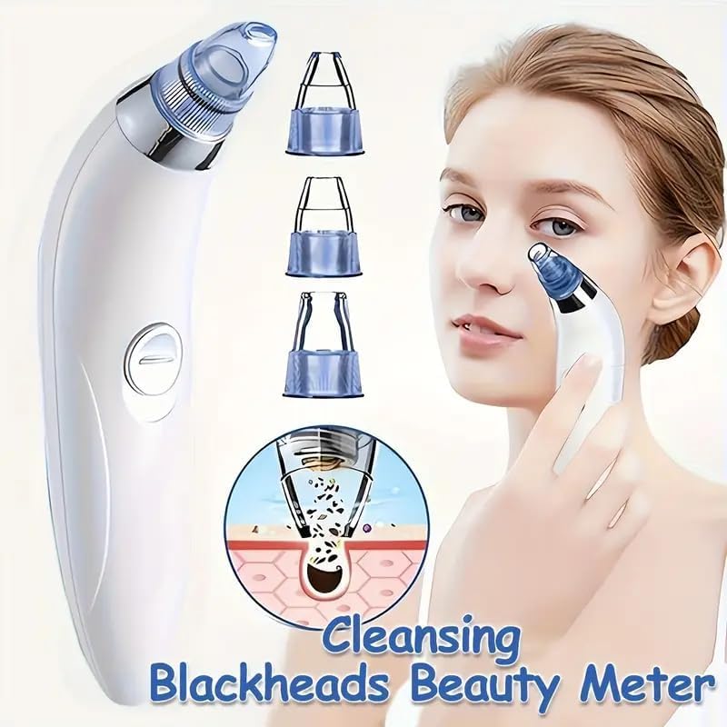Derma Suction Electric Facial Pore Cleanser – Vacuum Blackhead Remover & Acne Suction Tool with 4 Interchangeable Heads